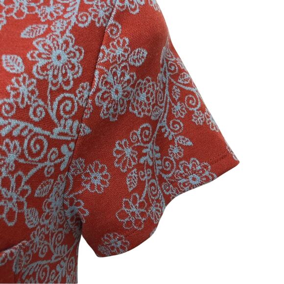 LuLaRoe Simply Comfortable Red Turquoise Print Dress Short Sleeve Scoop Neck XXS - Picture 4 of 16